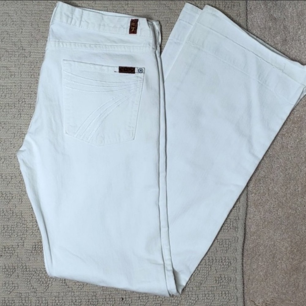7 For All Mankind White Dojo Flare Jeans